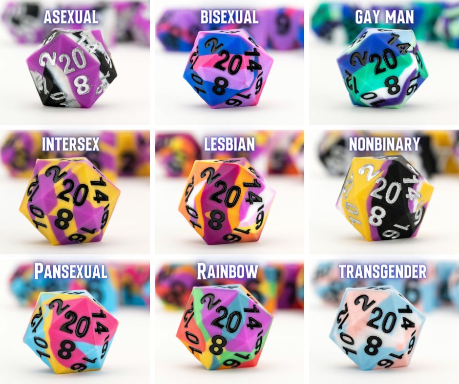 PRIDE Gaymers Sharp Edge Silicone Rubber Dice Set