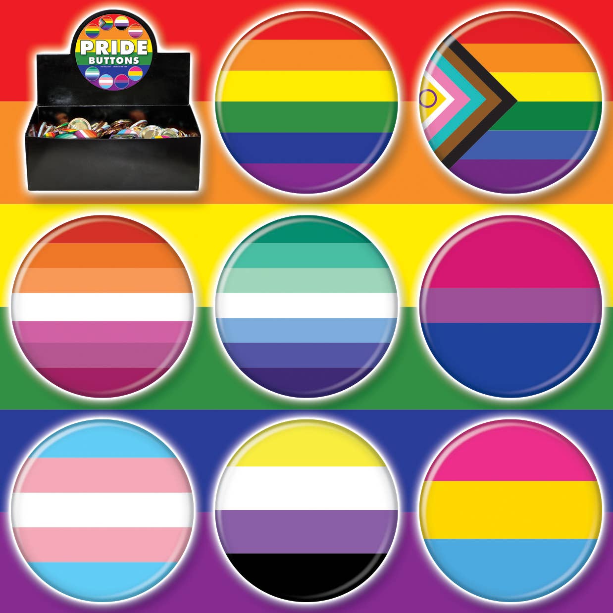 Pride Flag 144 Piece Button Assortment