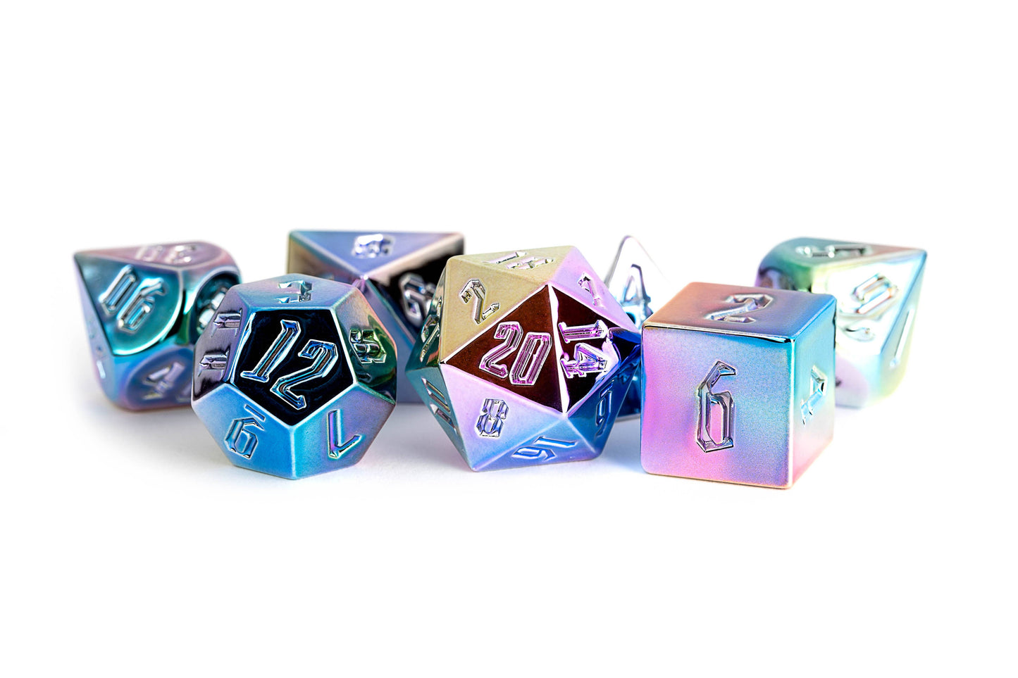 Rainbow Aegis 16mm Aluminum Plated Acrylic Poly Dice Set
