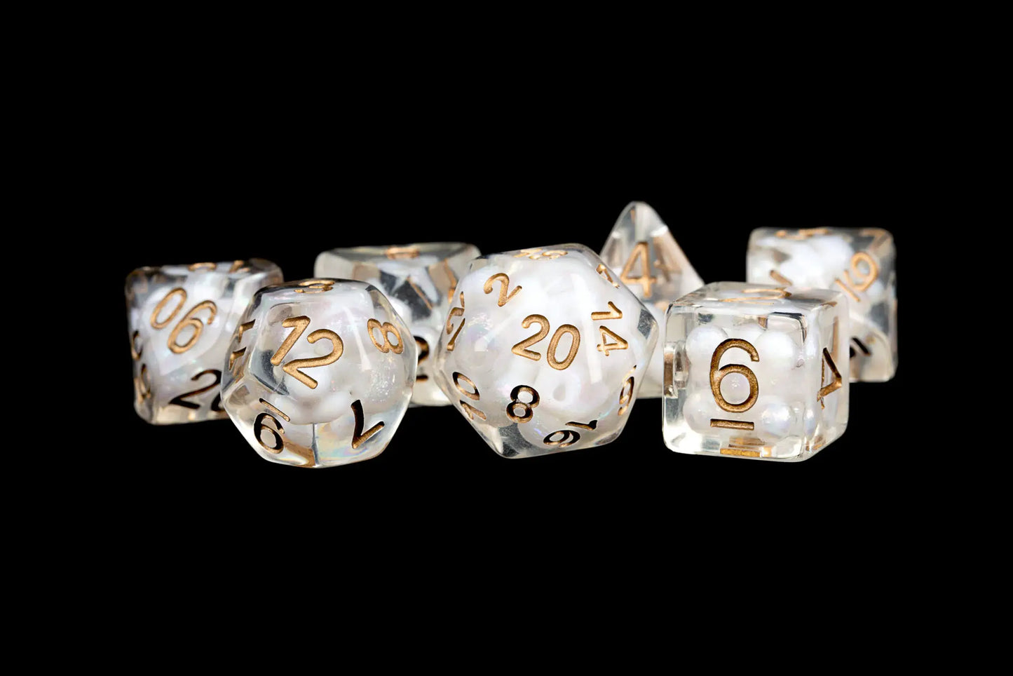 Pearl Dice 16mm Resin Infused Poly Dice set